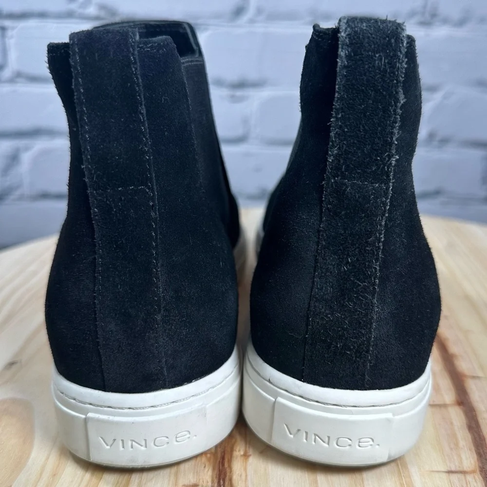 Vince Newlyn Suede High-Top Slip On Sneakers Black Size 7M $295 Old Money Luxury